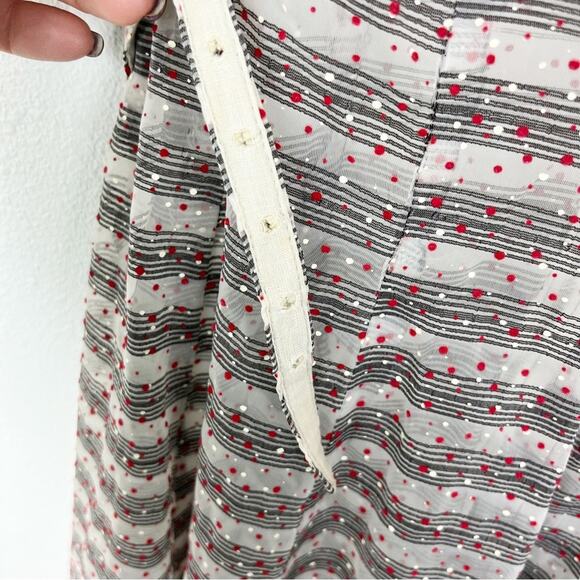 Vintage 50s Dress Sheer Organdy Swiss Dot V Neck Fit and Flare - Picture 8 of 11
